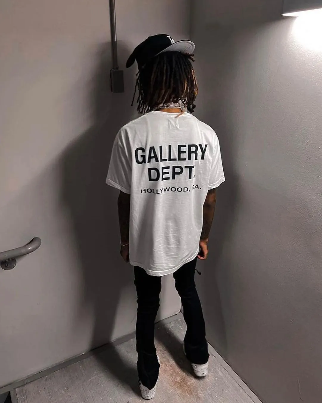 GALLERY DEPT. SOUVENIR TEE English LOGO commemorative basic short-sleeved white S-XL original consistent cotton and linen cylindrical fabric high poundage 230g fabric accessories matching correct version